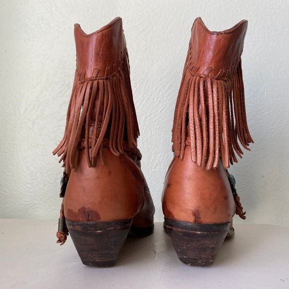 Vintage Z Line by Zodiac Western Fringe Boot Marla Low Shaft W 7.5 Brown Leather - Picture 4 of 13